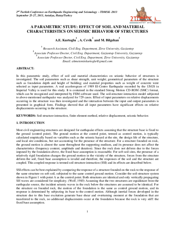 (PDF) A Parametric Study: Effect of Soil and Material Characteristics ...