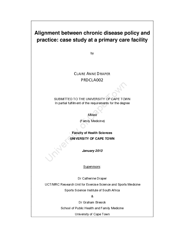 (PDF) Alignment between chronic disease policy and practice: case study ...