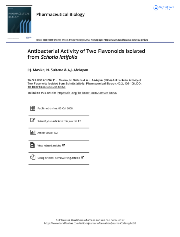 (PDF) Antibacterial Activity of Two Flavonoids Isolated fromSchotia ...