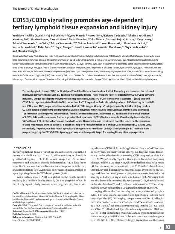 (PDF) CD153/CD30 signaling promotes age-dependent tertiary lymphoid ...