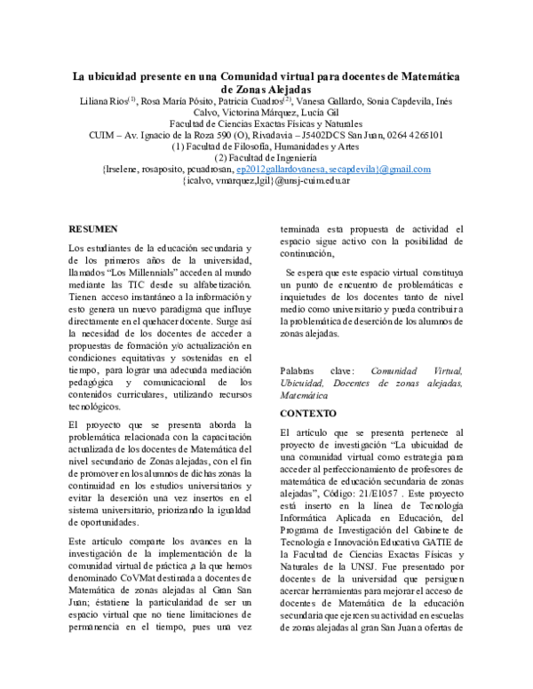 (PDF) La ubicuidad presente en una comunidad virtual para docentes de ...