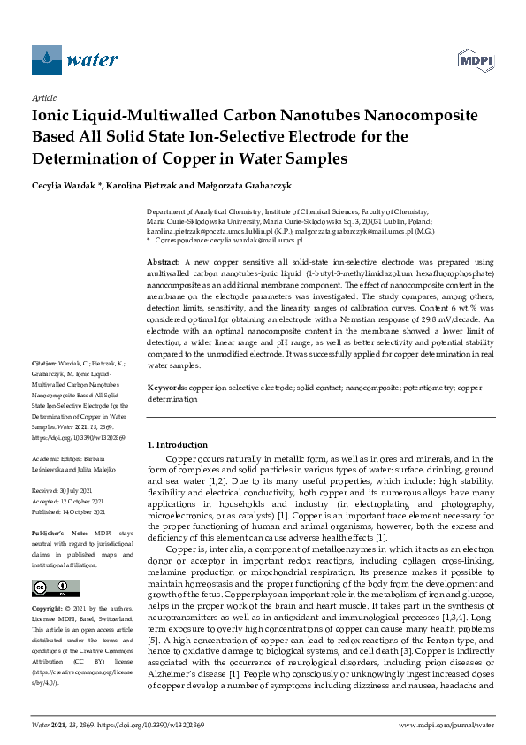 (PDF) Ionic Liquid-Multiwalled Carbon Nanotubes Nanocomposite Based All ...