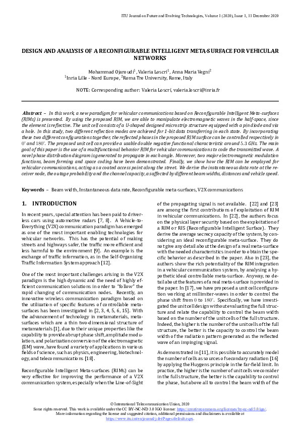 (PDF) Design and analysis of a Reconfigurable Intelligent Meta-surface ...