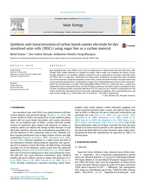 (PDF) Synthesis and Characterization of Carbon-Based Nanoparticles and ...