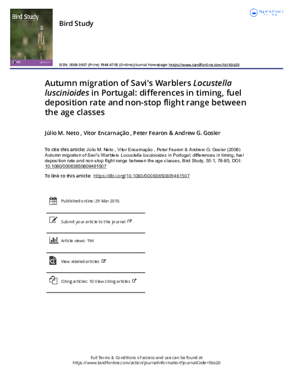 (PDF) Autumn migration of Savi's WarblersLocustella luscinioidesin ...