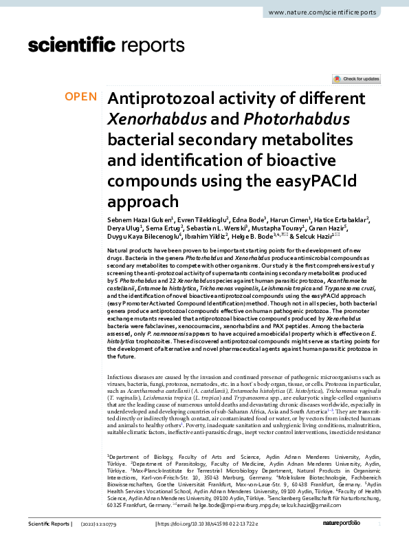 (PDF) Antiprotozoal activity of different Xenorhabdus and Photorhabdus ...