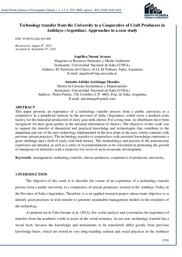 (PDF) Technology transfer from the University to a Cooperative of Craft ...
