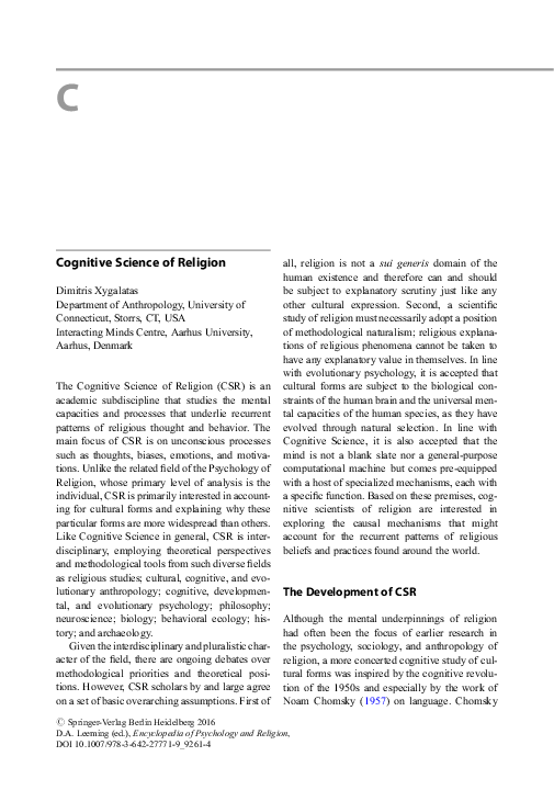 (PDF) Cognitive Science of Religion