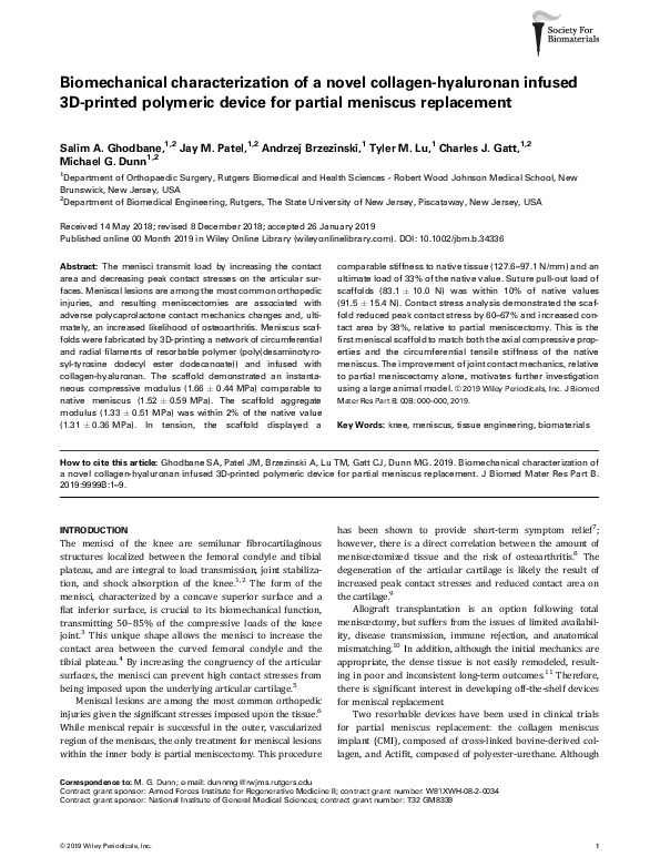 (PDF) Biomechanical characterization of a novel collagen‐hyaluronan ...
