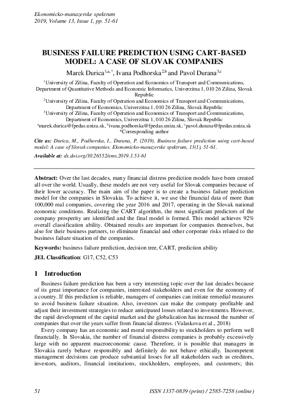 (PDF) Business failure prediction using cart-based model: A case of ...