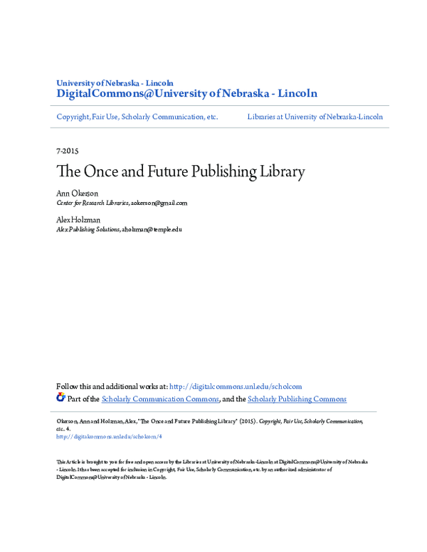(PDF) The once and future publishing library