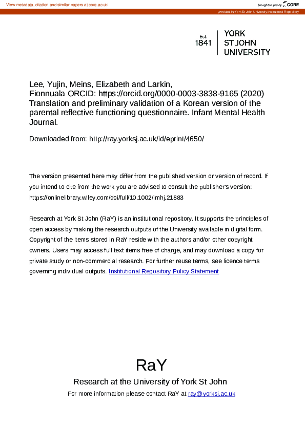 (PDF) Translation and preliminary validation of a Korean version of the ...