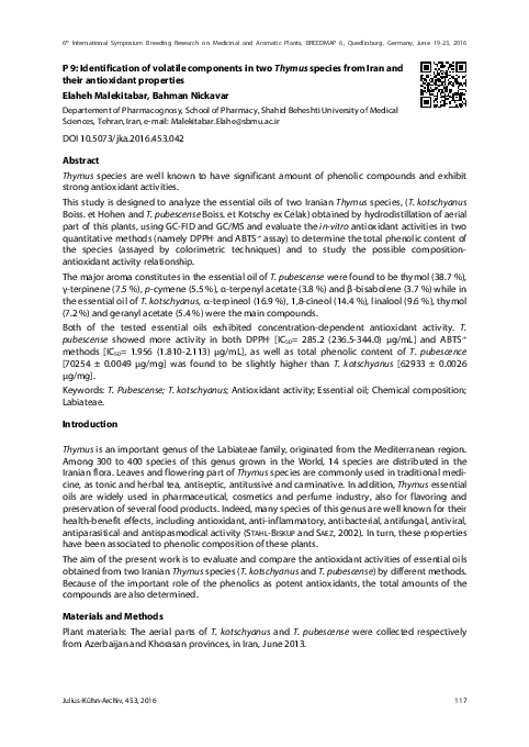 (PDF) Identification of volatile components in two Thymus species from ...