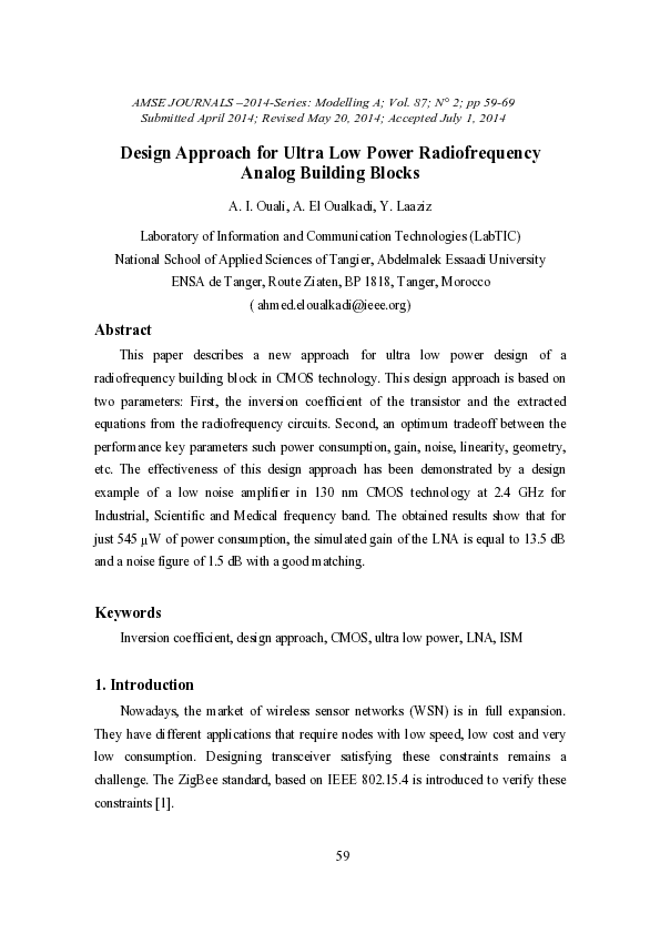 (PDF) Design Approach for Ultra Low Power Radiofrequency Analog ...