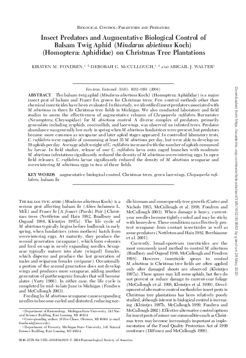 (PDF) Insect Predators and Augmentative Biological Control of Balsam ...