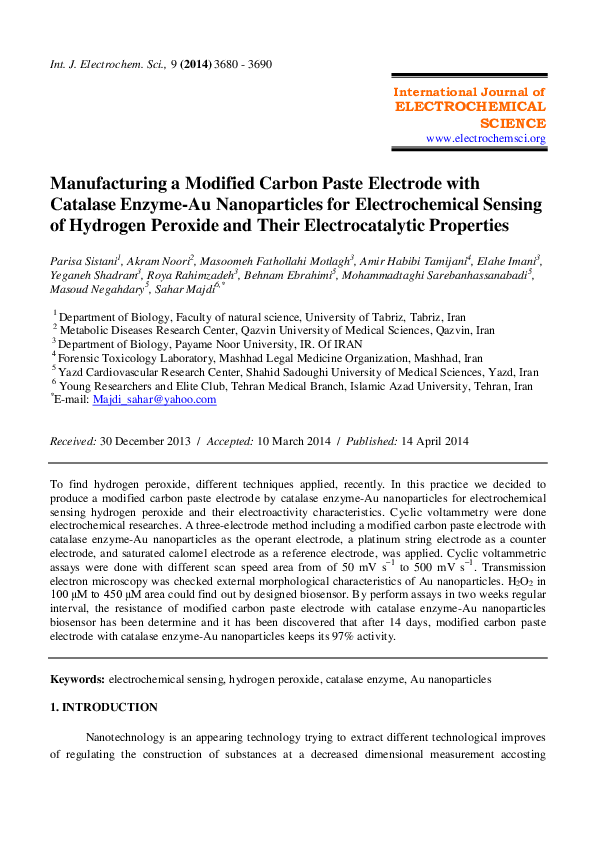 (PDF) Manufacturing a Modified Carbon Paste Electrode with Catalase ...