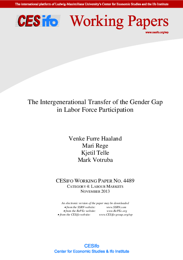 (PDF) The Intergenerational Transfer of the Gender Gap in Labor Force ...