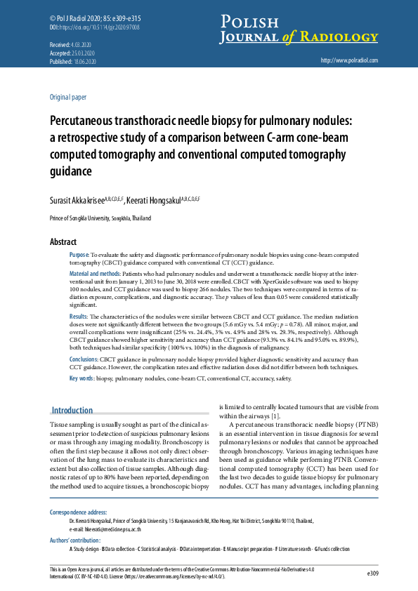 (PDF) Percutaneous transthoracic needle biopsy for pulmonary nodules: a ...