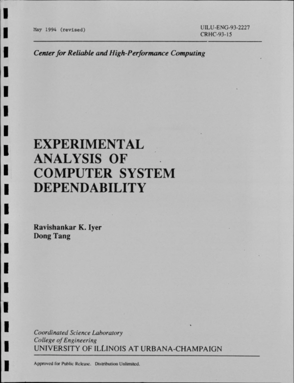 (PDF) Experimental analysis of computer system dependability