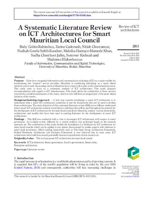 (PDF) A Systematic Literature Review on ICT Architectures for Smart ...
