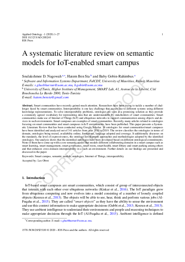 (PDF) A systematic literature review on semantic models for IoT-enabled ...