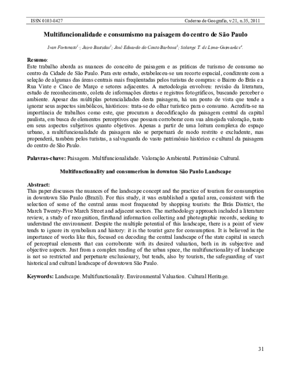 (PDF) Multifuncionalidade e consumismo na paisagem do centro de São ...