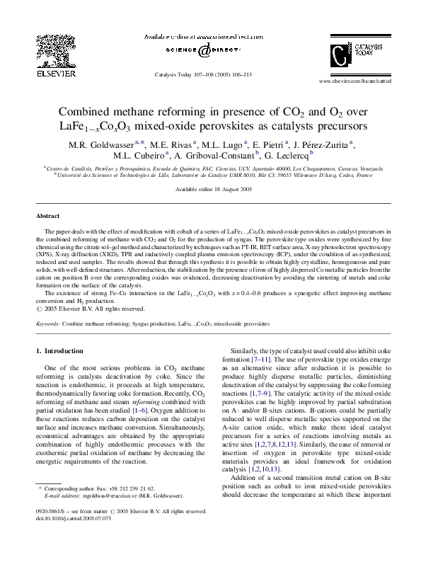 (PDF) Combined methane reforming in presence of CO2 and O2 over LaFe1− ...