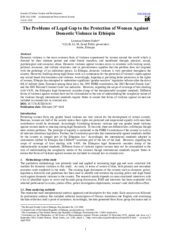 (PDF) The Problems of Legal Gap to the Protection of Women Against ...