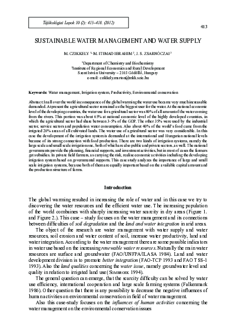 (PDF) Sustainable Water Management and Water Supply