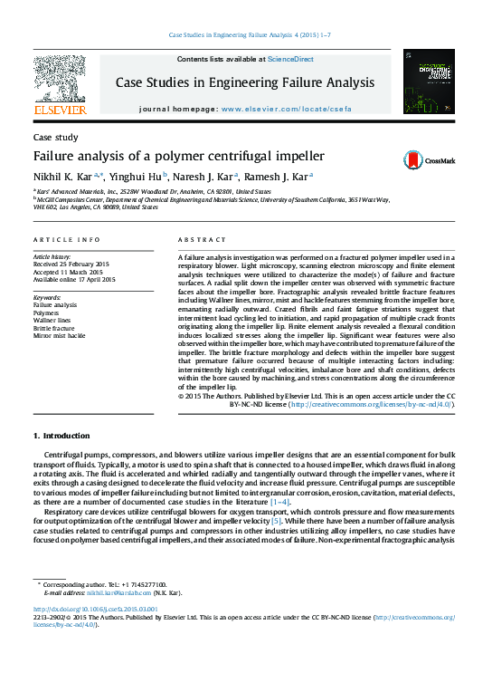 (PDF) Failure Analysis of a Polymer Centrifugal Impeller