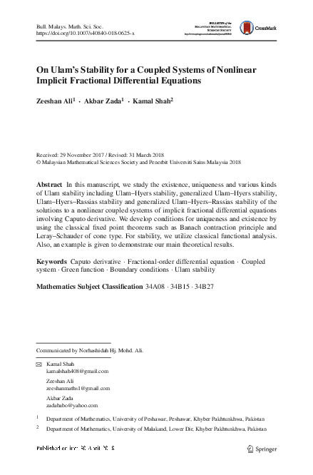 (PDF) On Ulam’s Stability for a Coupled Systems of Nonlinear Implicit ...