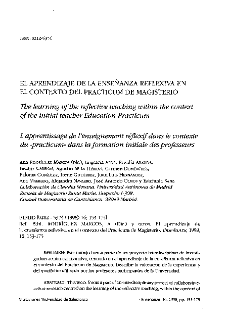 (PDF) El aprendizaje de la enseñanza reflexiva en el contexto del ...