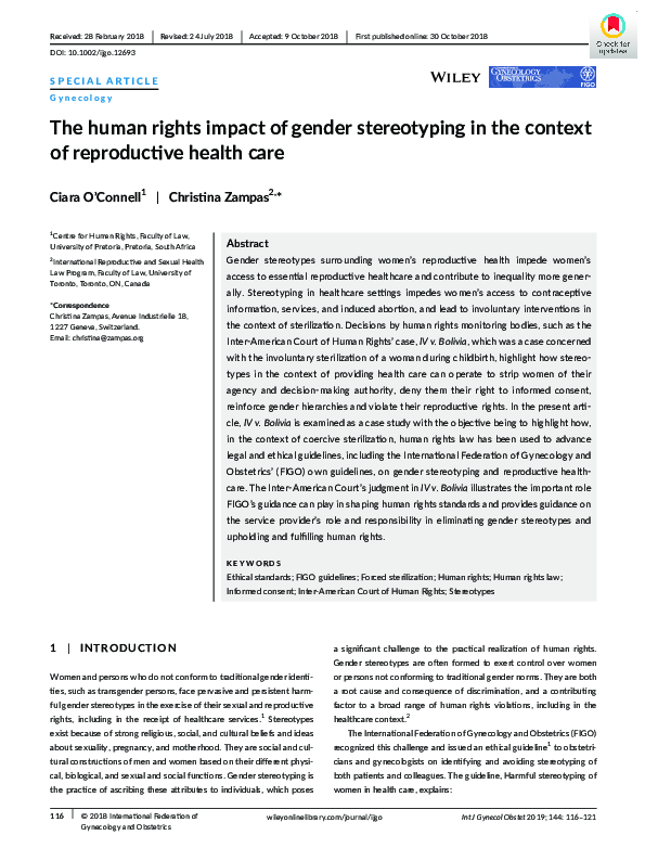 (PDF) The human rights impact of gender stereotyping in the context of ...
