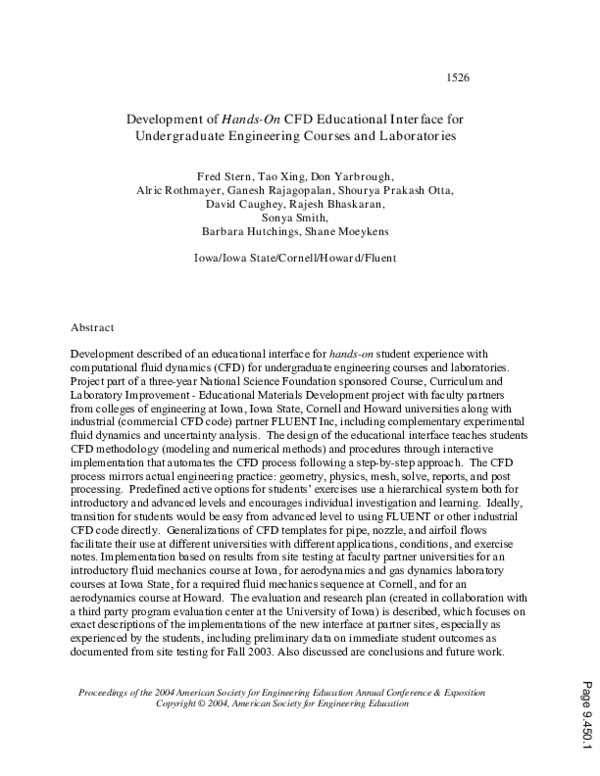 (PDF) Development of Hands-On CFD Educational Interface for ...