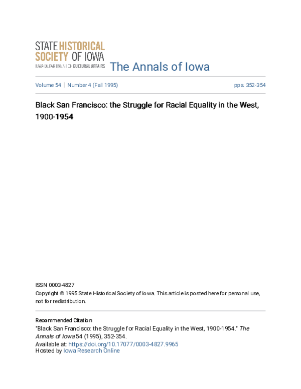 (PDF) Black San Francisco: The Struggle for Racial Equality in the West ...