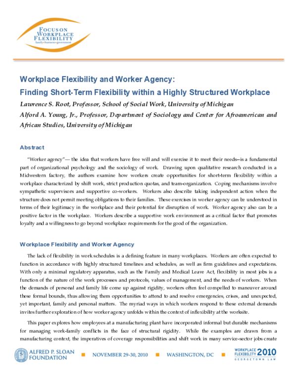 (PDF) Workplace Flexibility and Worker Agency