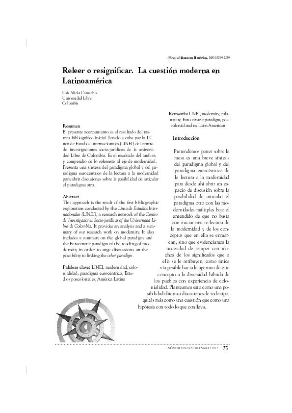 (PDF) Releer o resignificar. La cuestión moderna en Latinoamérica