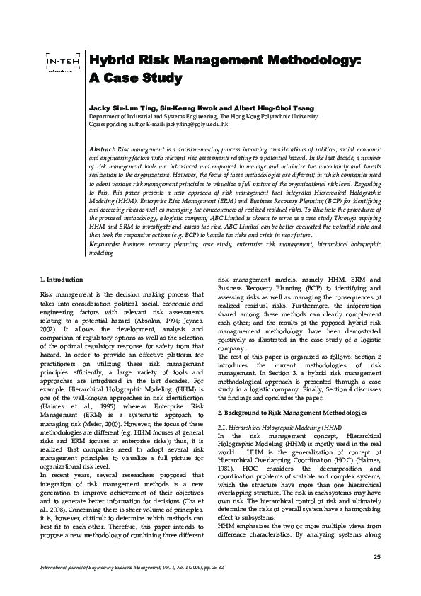 (PDF) Hybrid Risk Management Methodology: A Case Study
