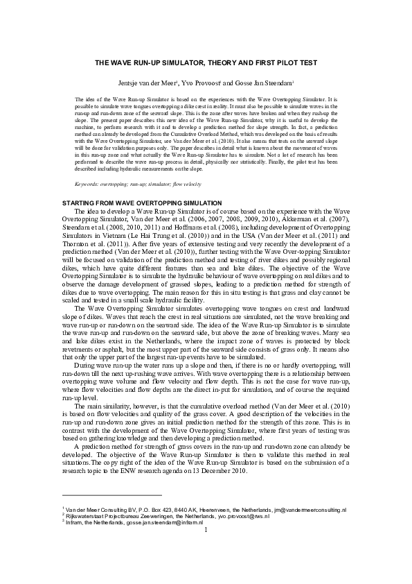 (PDF) 1 the Wave Run-Up Simulator, Theory and First Pilot Test