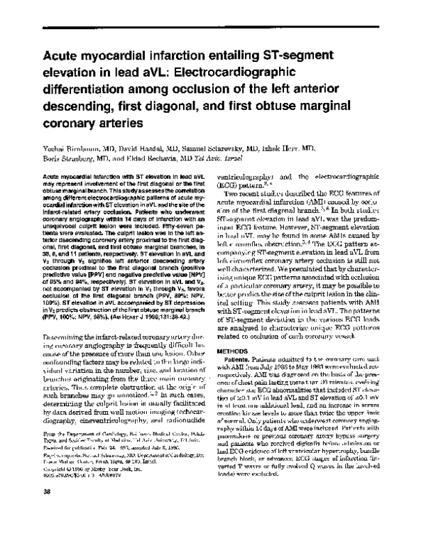 (PDF) Acute myocardial infarction entailing ST-segment elevation in ...