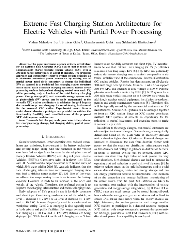 (PDF) Extreme fast charging station architecture for electric vehicles
