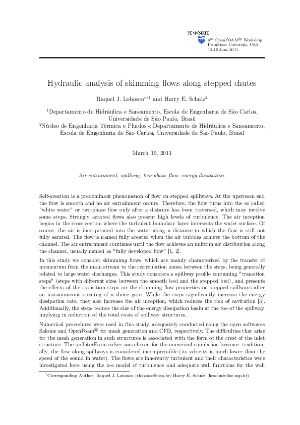 (PDF) Hydraulic analysis of skimming flows along stepped chutes