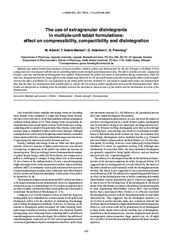(PDF) The use of extragranular disintegrants in multiple-unit tablet ...