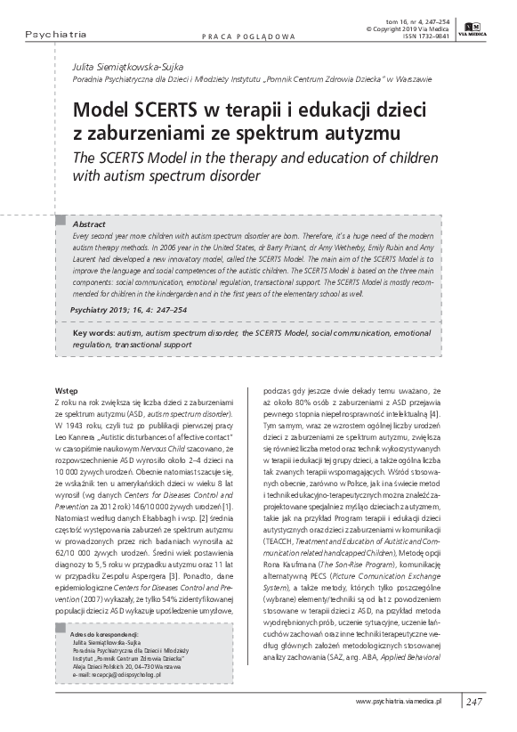 (PDF) Model SCERTS w terapii i edukacji dzieci z zaburzeniami ze ...