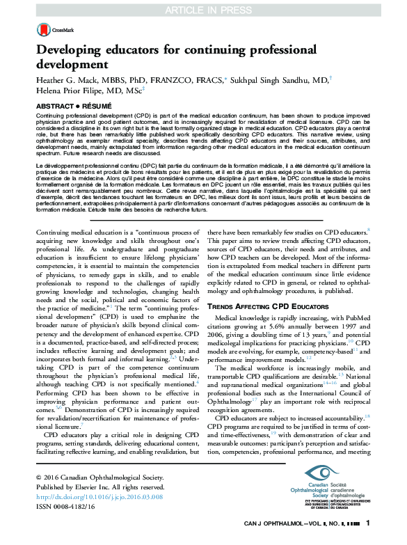 (PDF) Developing educators for continuing professional development