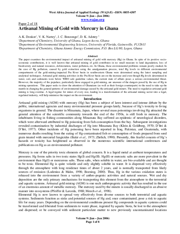 (PDF) Artisanal mining of gold with mercury in Ghana