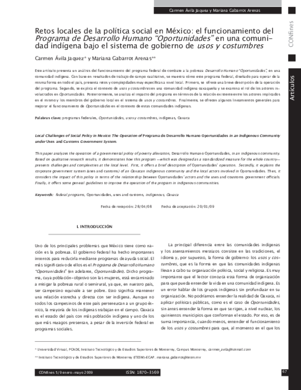 (PDF) Local Challenges of Social Policy in Mexico: The Operation of ...