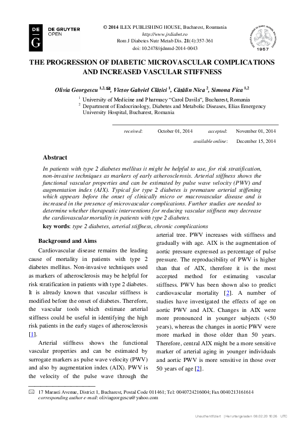 (PDF) The Progression of Diabetic Microvascular Complications and ...