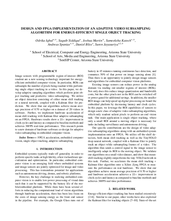 (PDF) Design and FPGA Implementation of an Adaptive video Subsampling ...