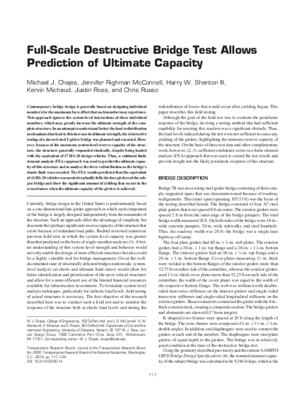 (PDF) Full-Scale Destructive Bridge Test Allows Prediction of Ultimate ...